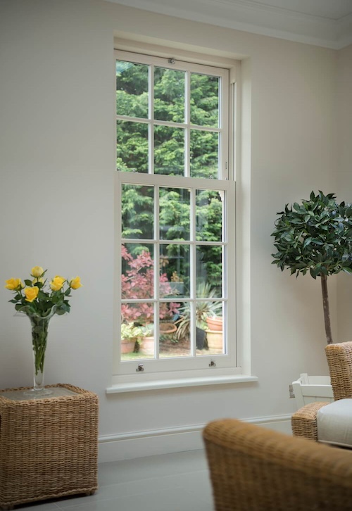 Sash window with traditional glazing bars